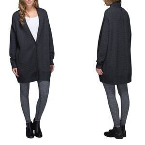 Lululemon Merino Wool All Day Cardigan Heather Black Gray Size M/L Athleisure